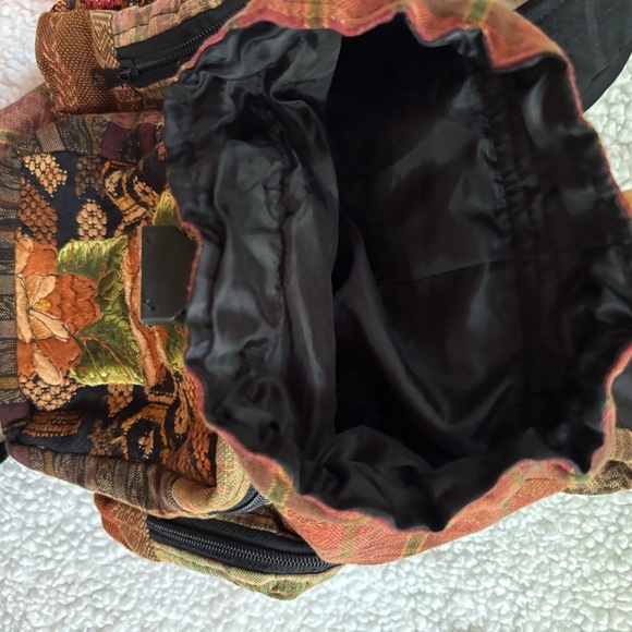 Bohemian Woven Mini Backpack with Embroidered Floral Tapestry - Picture 6 of 7